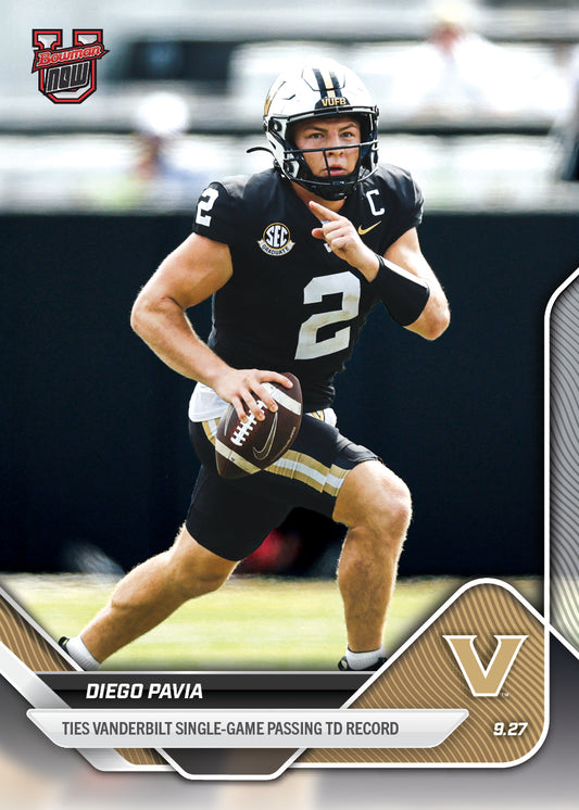 Diego Pavia - 2025-26 Bowman U NOW® Football - Card 19 - PR: 504