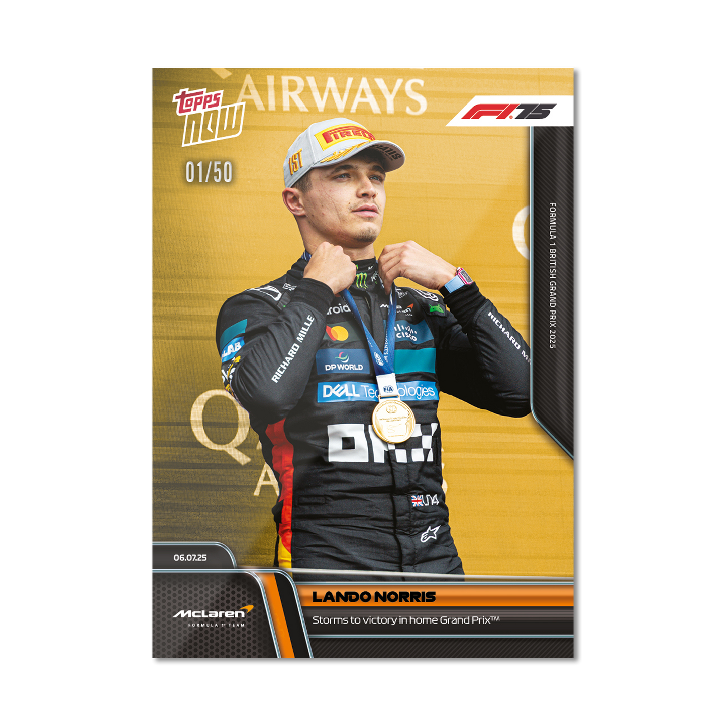 Lando Norris - 2025 Formula 1® Topps NOW® - Card 50 - PR: 4282