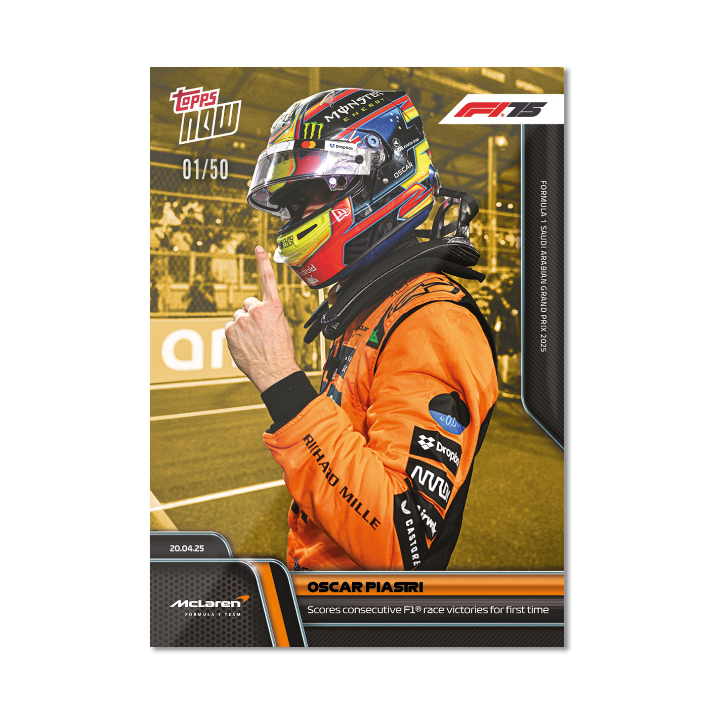 Oscar Piastri - 2025 Formula 1® Topps NOW® - Card 31 - PR: 2723