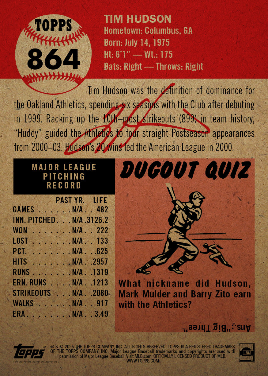 Tim Hudson - 2025 MLB Living Set® - Card 864 - PR: 1150
