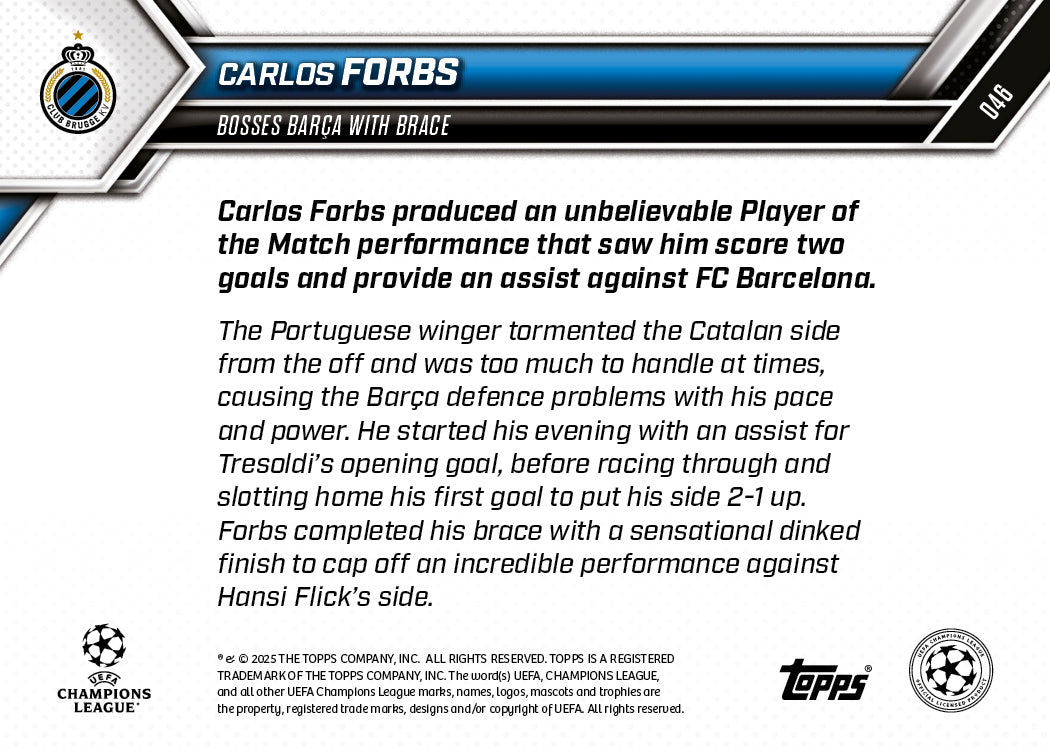 Carlos Forbs - 2025-26 UCL Topps NOW® - Card 46
