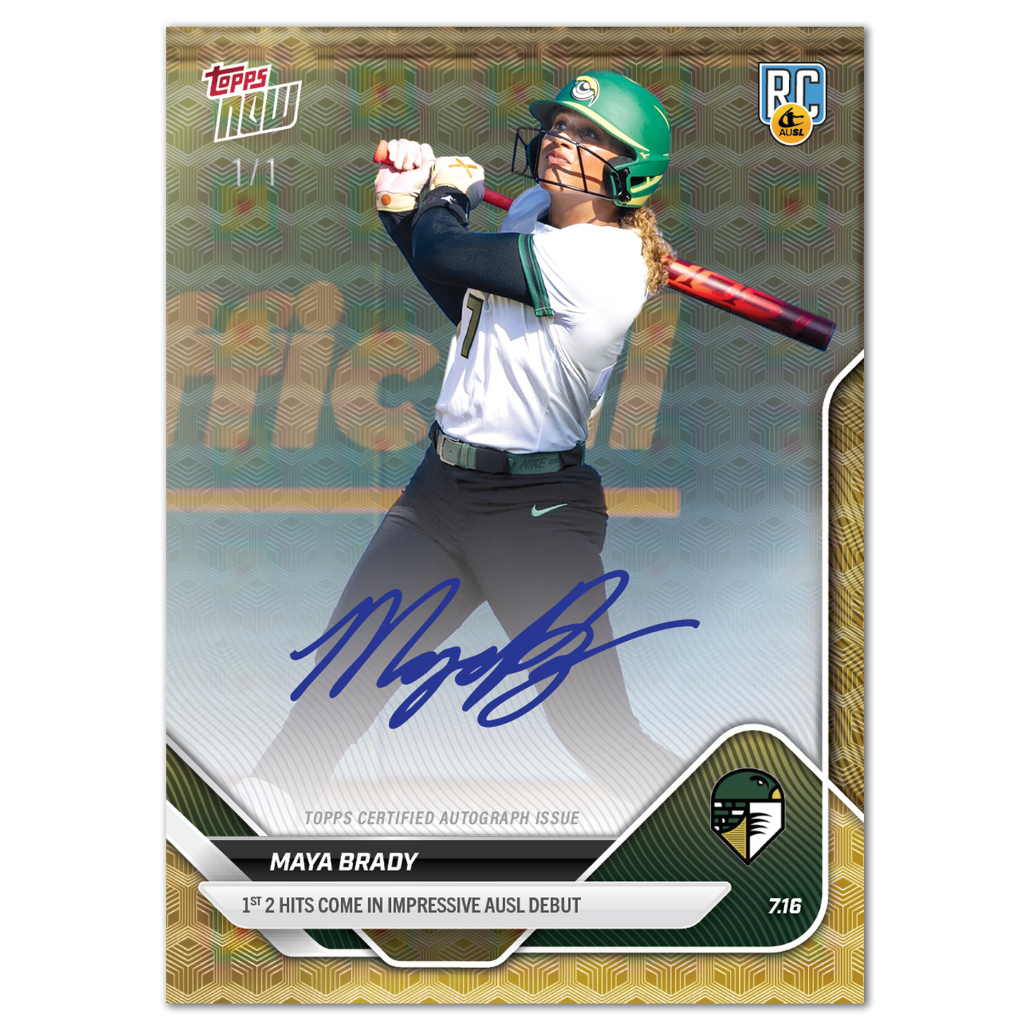 Maya Brady - 2025 AUSL Topps NOW® - Card 20 - LOOK FOR AUTOS - PR: 2184