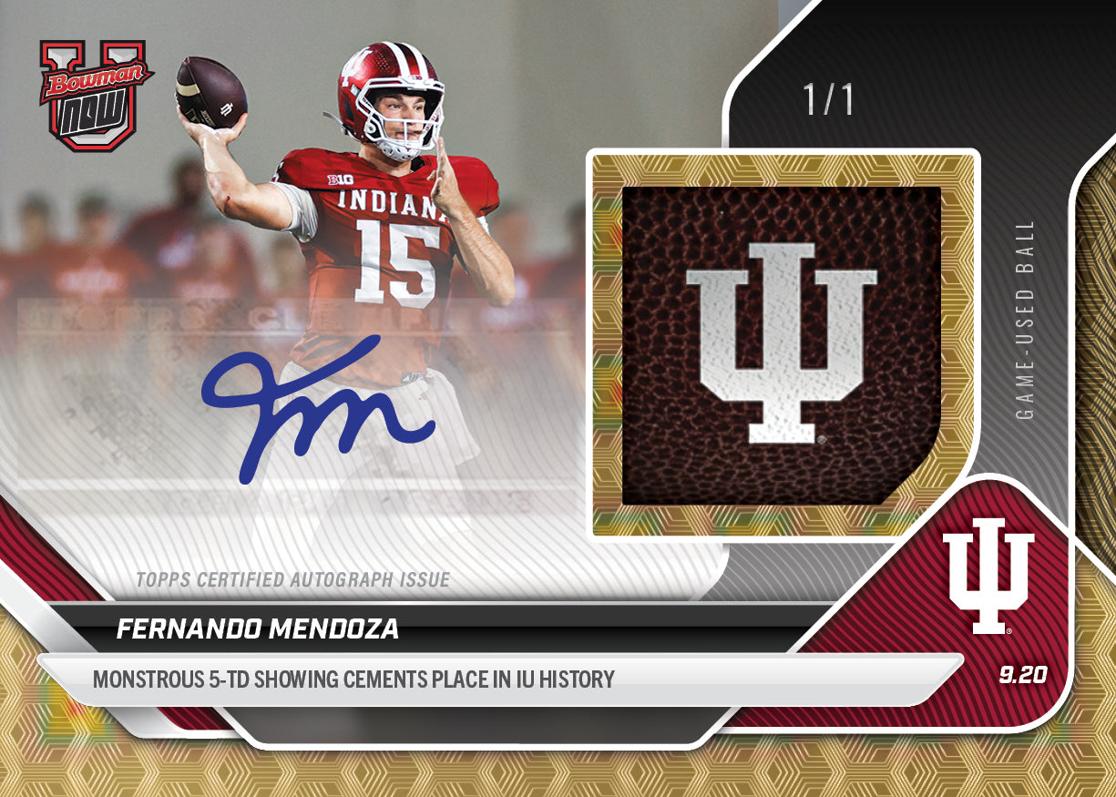 Fernando Mendoza - 2025-26 Bowman U NOW® Football - Card 17 - LOOK FOR RELICS & AUTO-RELICS - PR: 2733