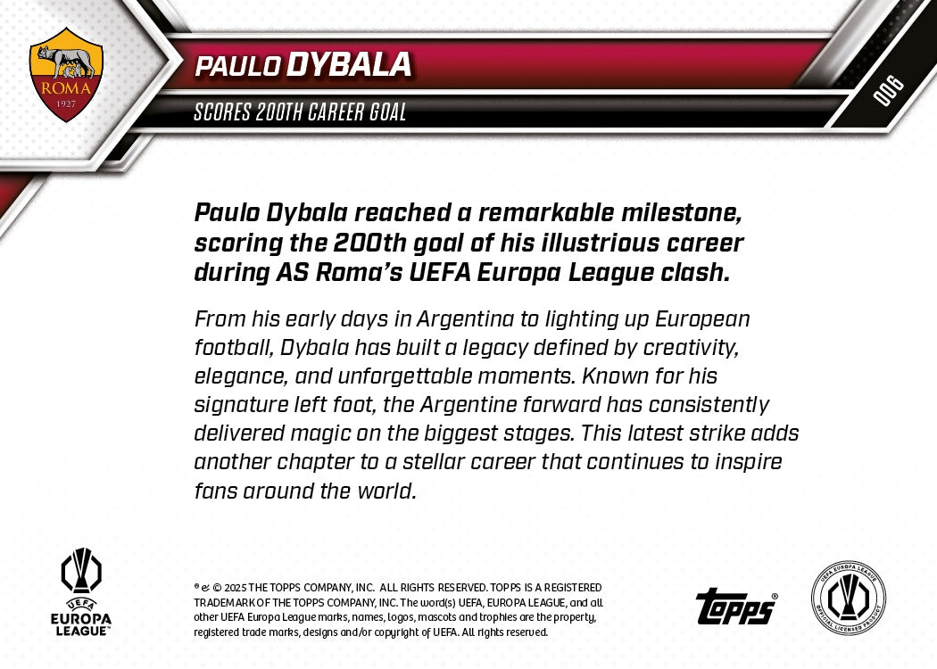 Paulo Dybala - 2025-26 UEL Topps NOW® - Card 6