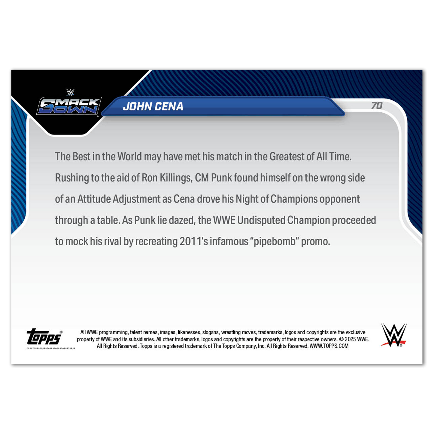 John Cena - 2025 WWE Topps NOW® - Card 70 - PR: 1886
