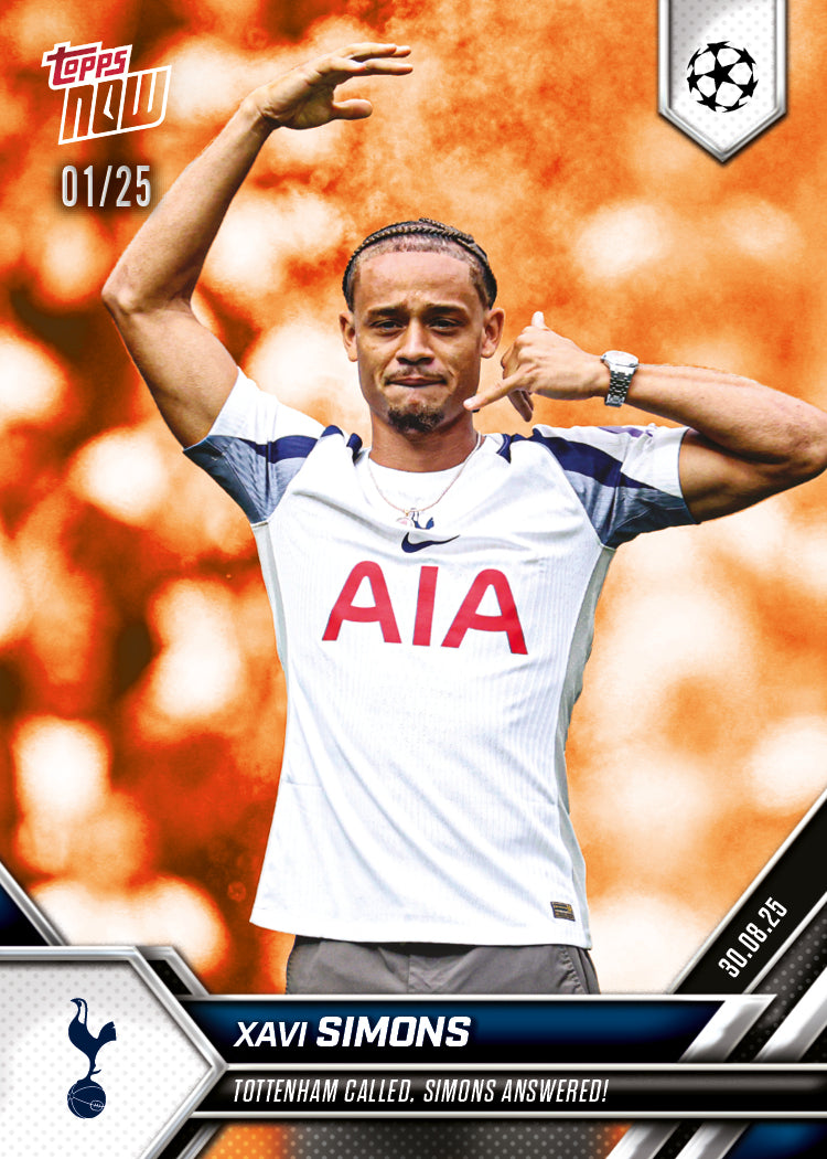Xavi Simons - 2025-26 UCL Topps NOW® Card 6 - PR: 896