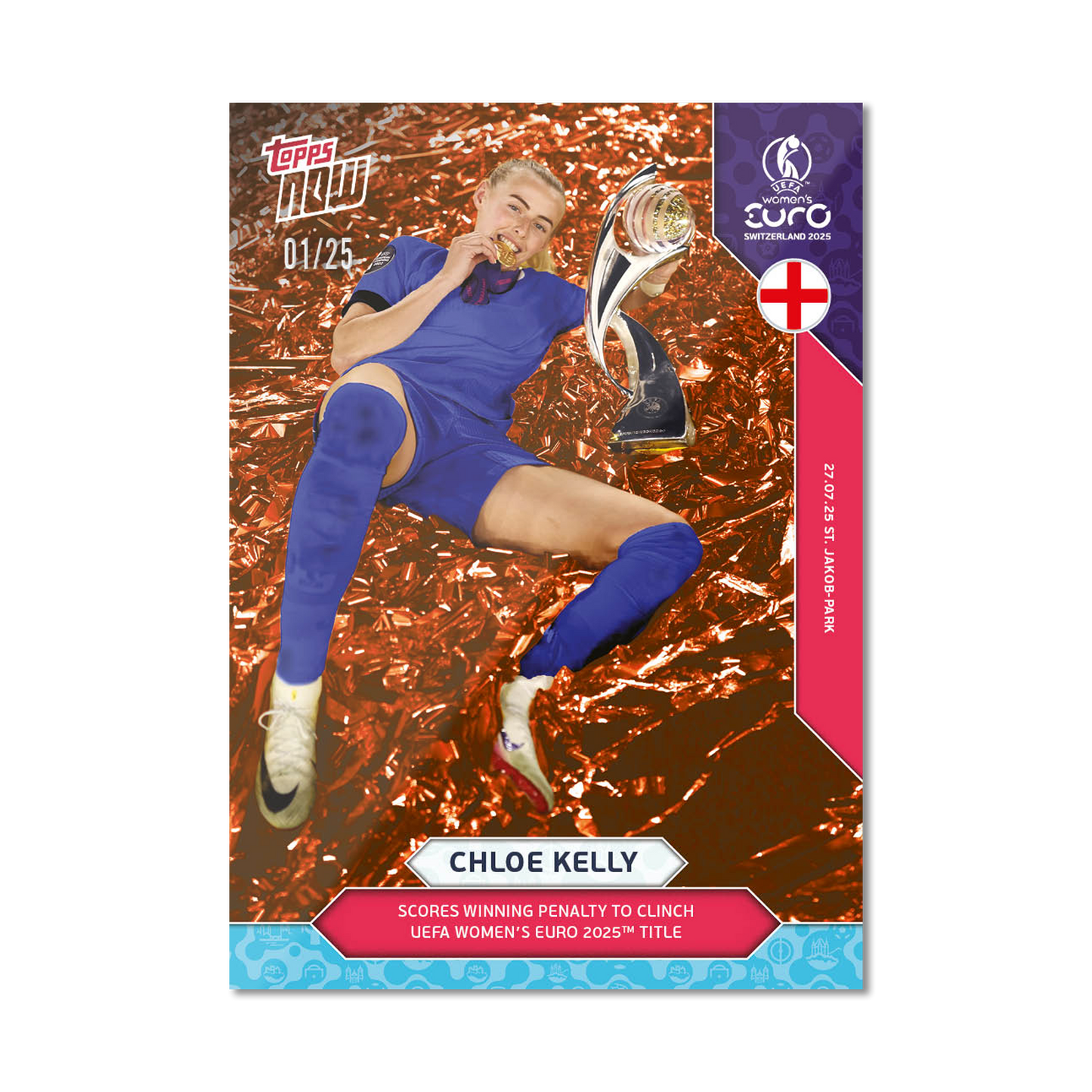 Chloe Kelly - UEFA Women’s EURO 2025™ Topps NOW® - Card 28 - LOOK FOR AUTO-RELICS - PR: 1484