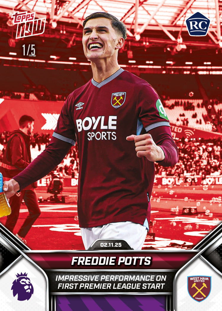 Freddie Potts - 2025-26 Premier League Topps NOW® - Card 50