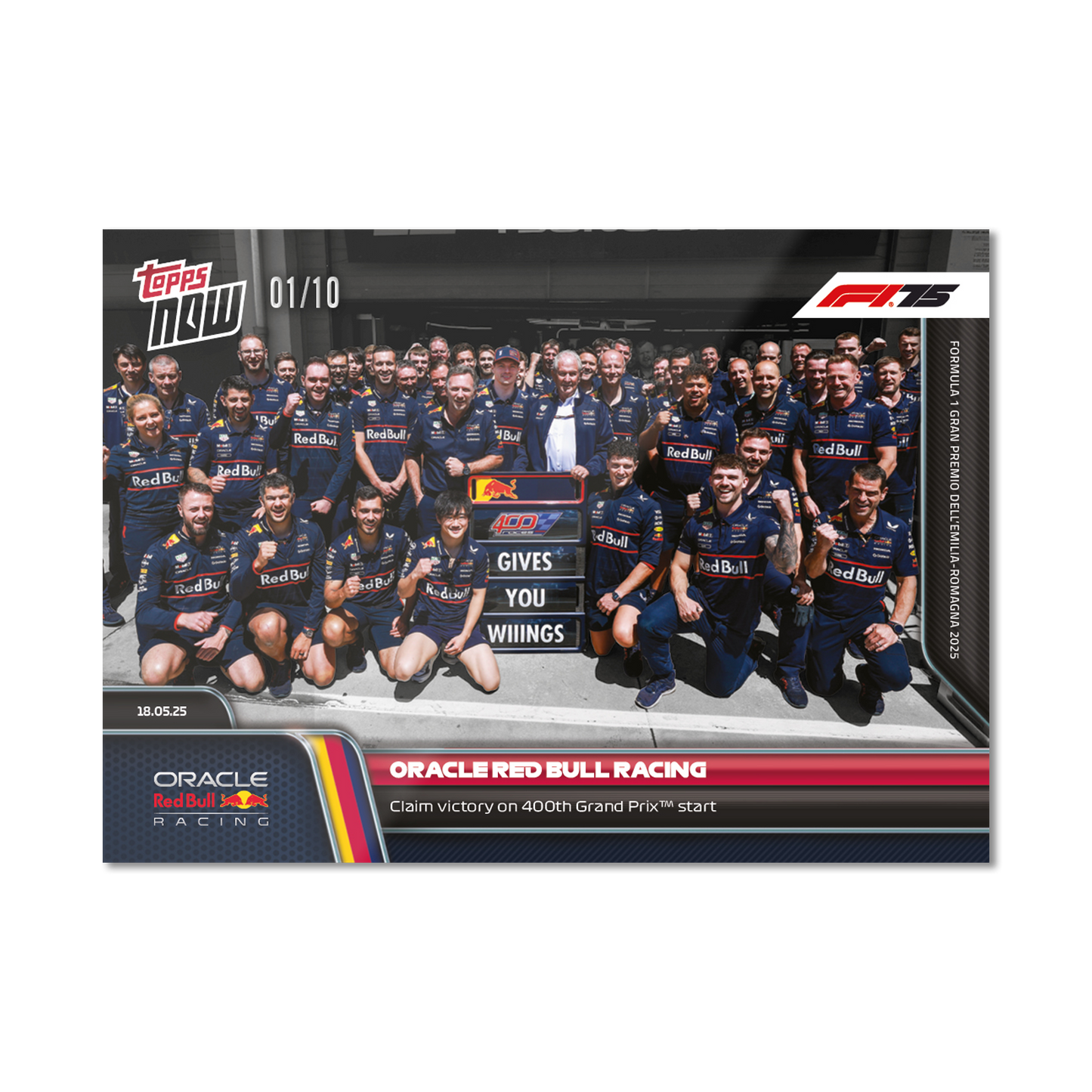 Oracle Red Bull Racing - 2025 Formula 1® Topps NOW® - Card 38 - PR: 1070