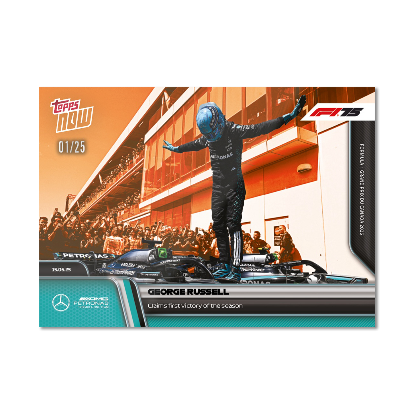 George Russell - 2025 Formula 1® Topps NOW® - Card 44 - PR: 1925