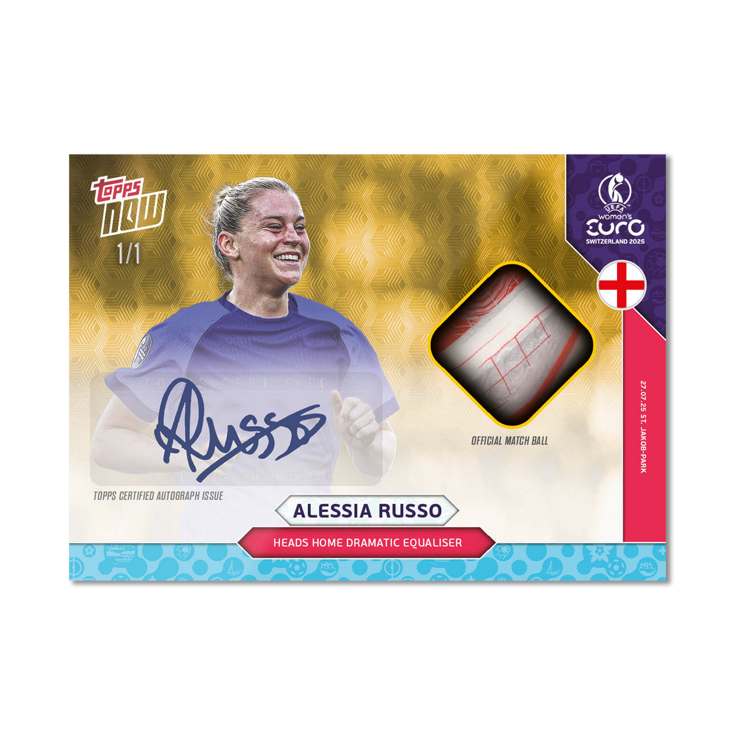 Alessia Russo - UEFA Women’s EURO 2025™ Topps NOW® - Card 29 - LOOK FOR AUTO-RELICS - PR: 800