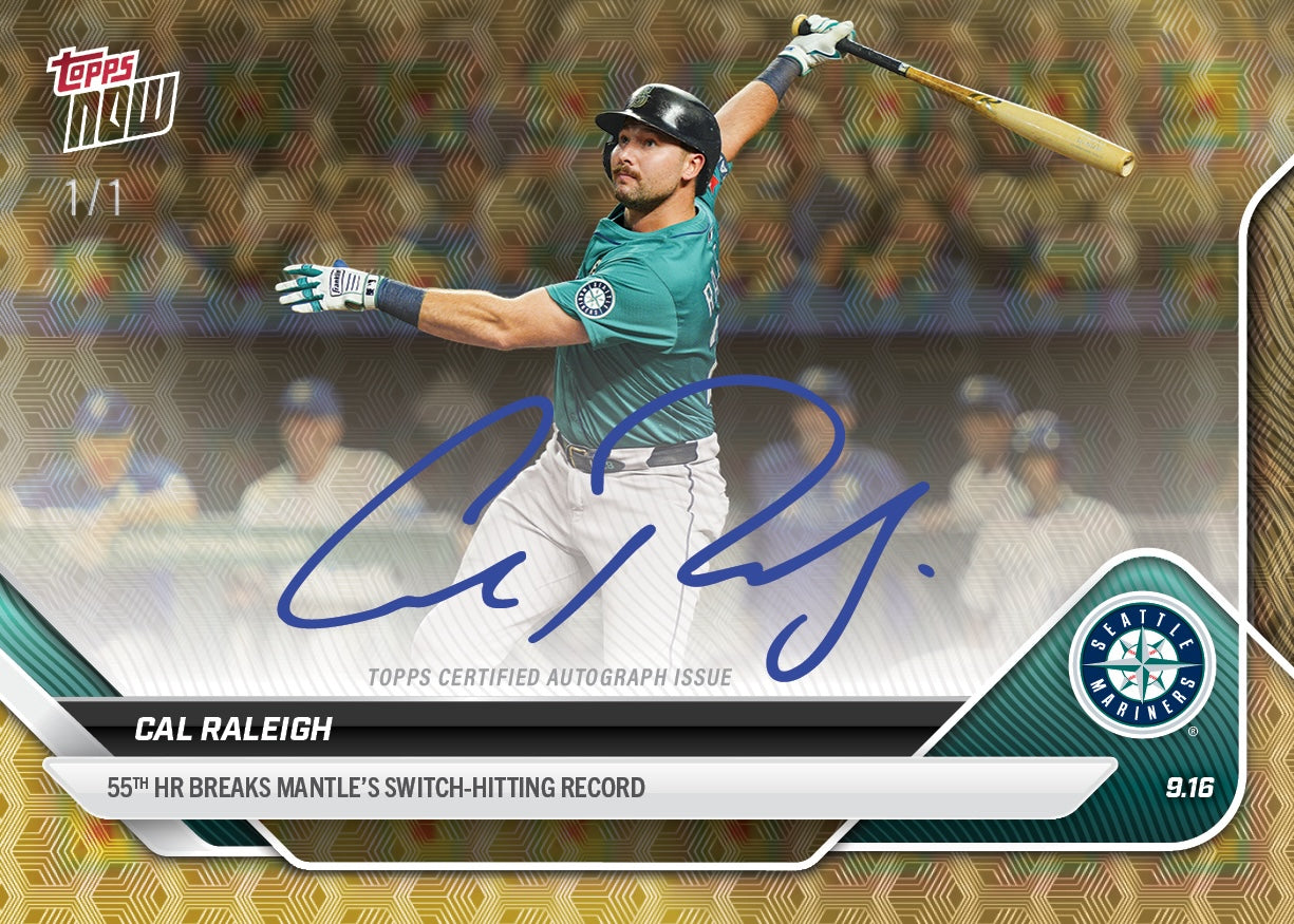 Cal Raleigh / Mickey Mantle - 2025 MLB Topps NOW® - Card 719 - LOOK FOR AUTOS AND DUAL AUTO - PR: 25722