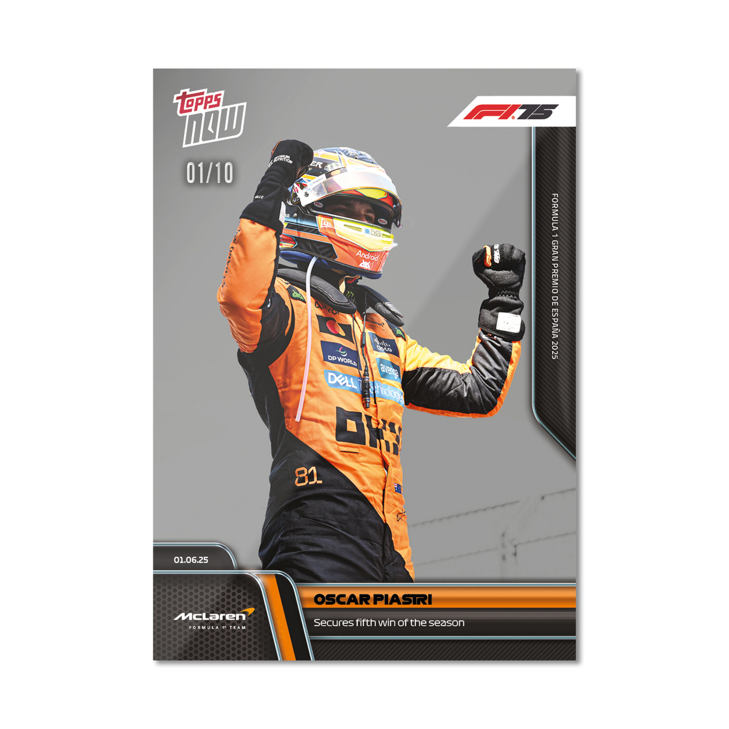 Oscar Piastri - 2025 Formula 1® Topps NOW® - Card 41 - PR: 2282