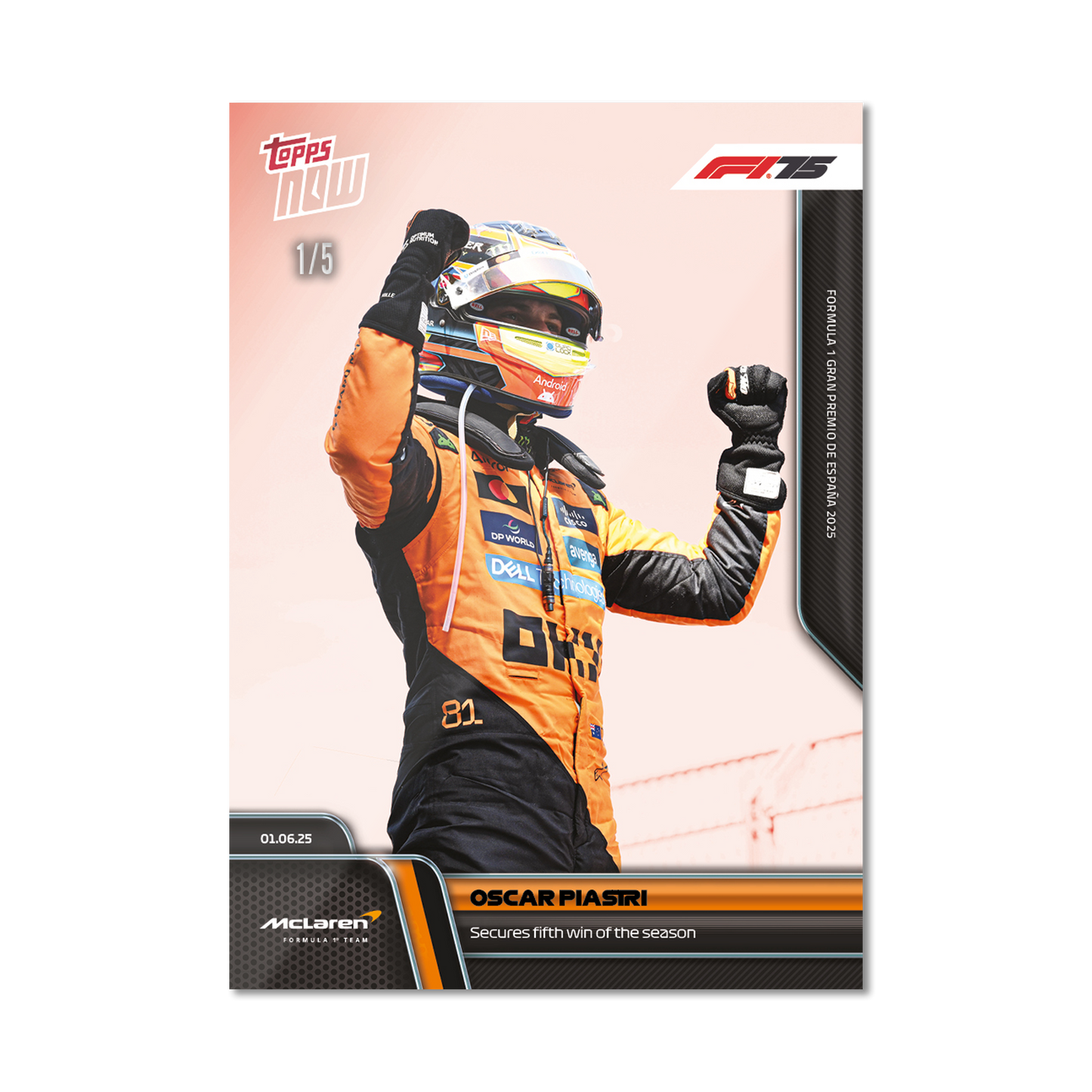 Oscar Piastri - 2025 Formula 1® Topps NOW® - Card 41 - PR: 2282