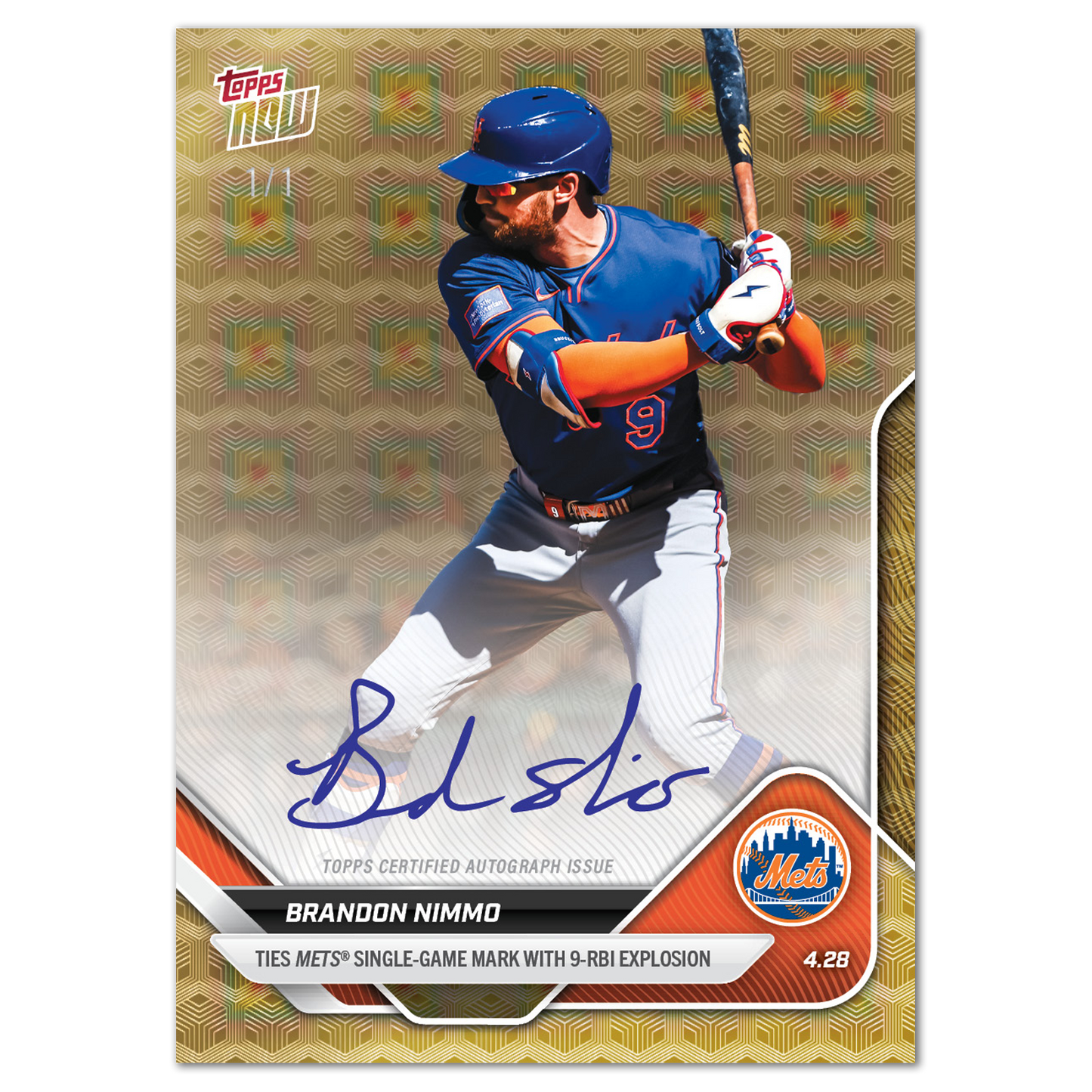 Brandon Nimmo - 2025 MLB Topps NOW® - Card 117 - LOOK FOR AUTOS - PR: 1965