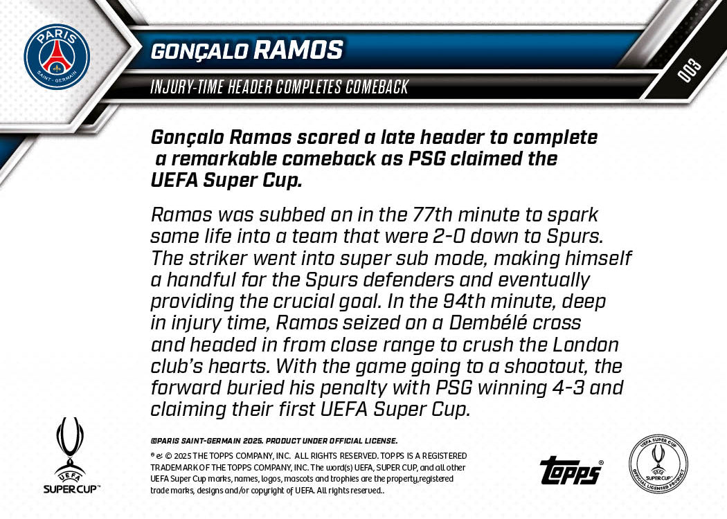 Gonçalo Ramos - 2025-26 UCL Topps NOW® Card 3 - PR: 303