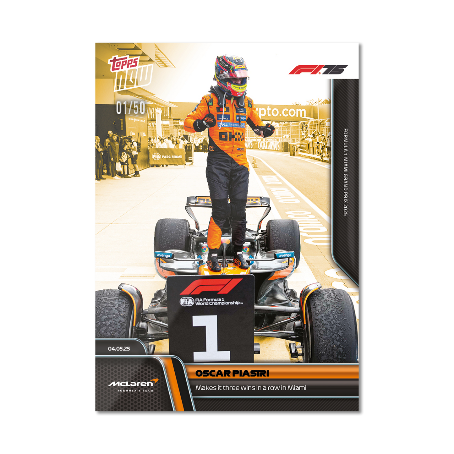 Oscar Piastri - 2025 Formula 1® Topps NOW® - Card 34 - PR: 2260