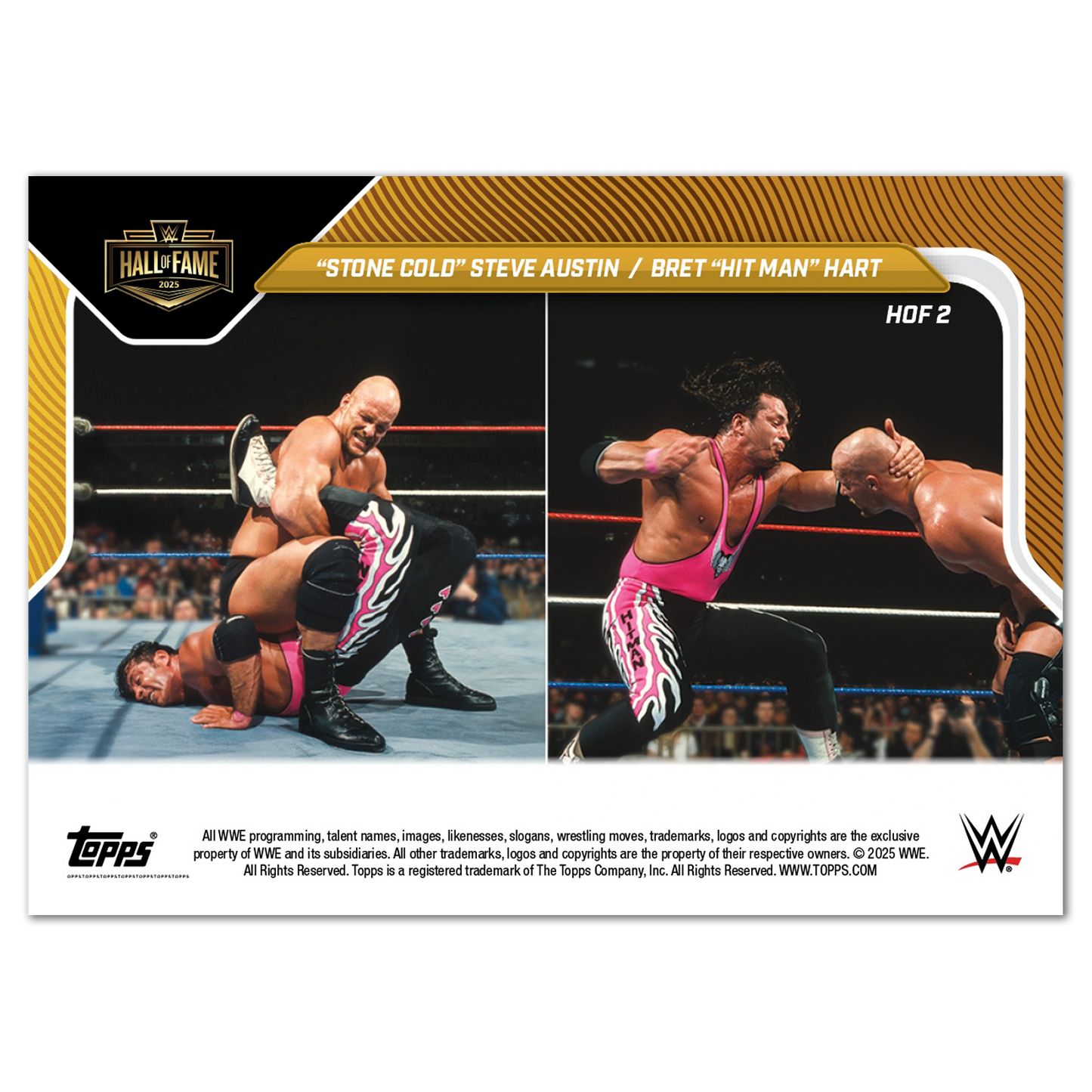 "Stone Cold" Steve Austin/Bret "The Hitman" Hart - 2025 WWE Topps NOW® - Card HOF2 - PR: 1909