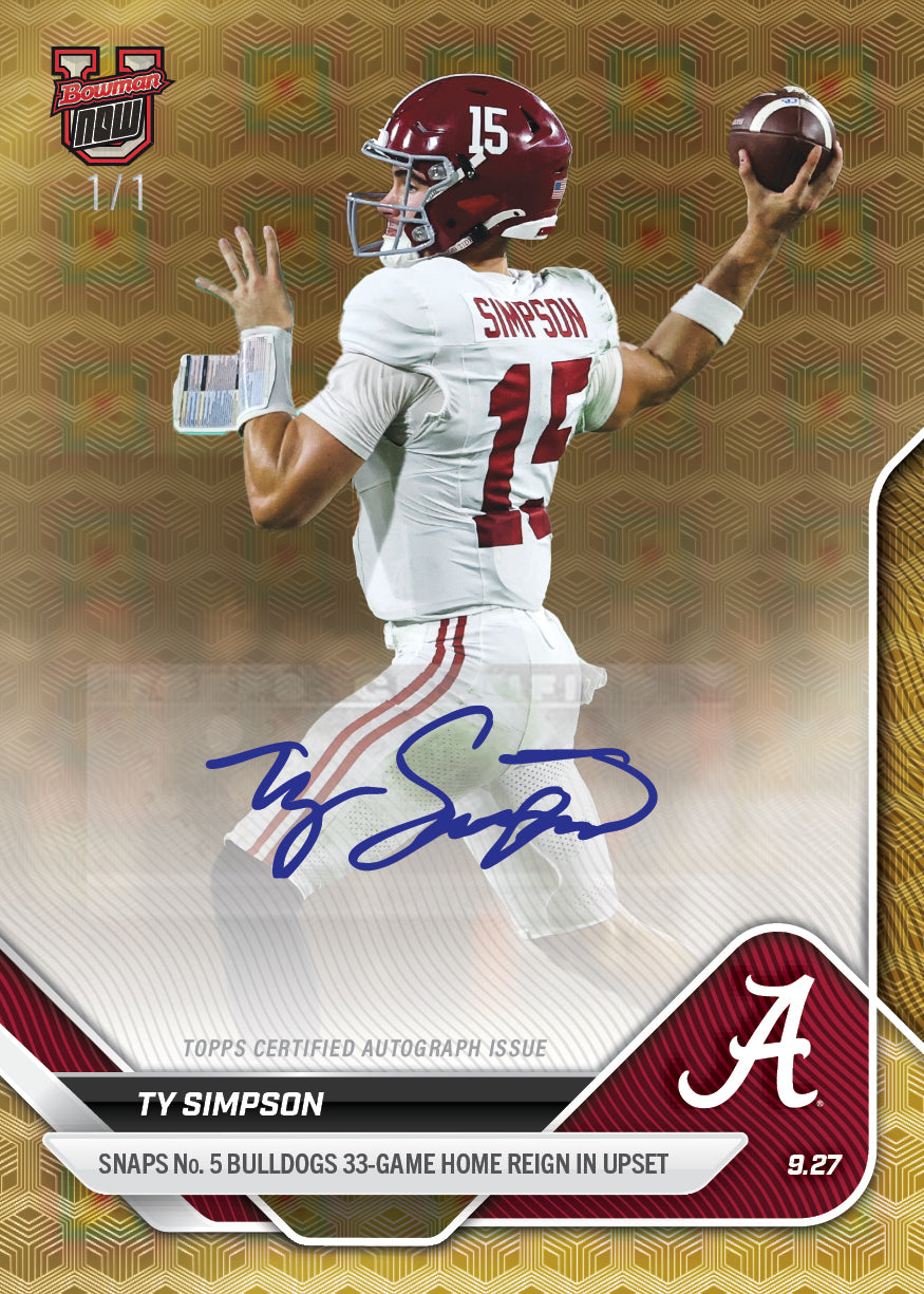 Ty Simpson - 2025-26 Bowman U NOW® Football - Card 22 - PR: 839
