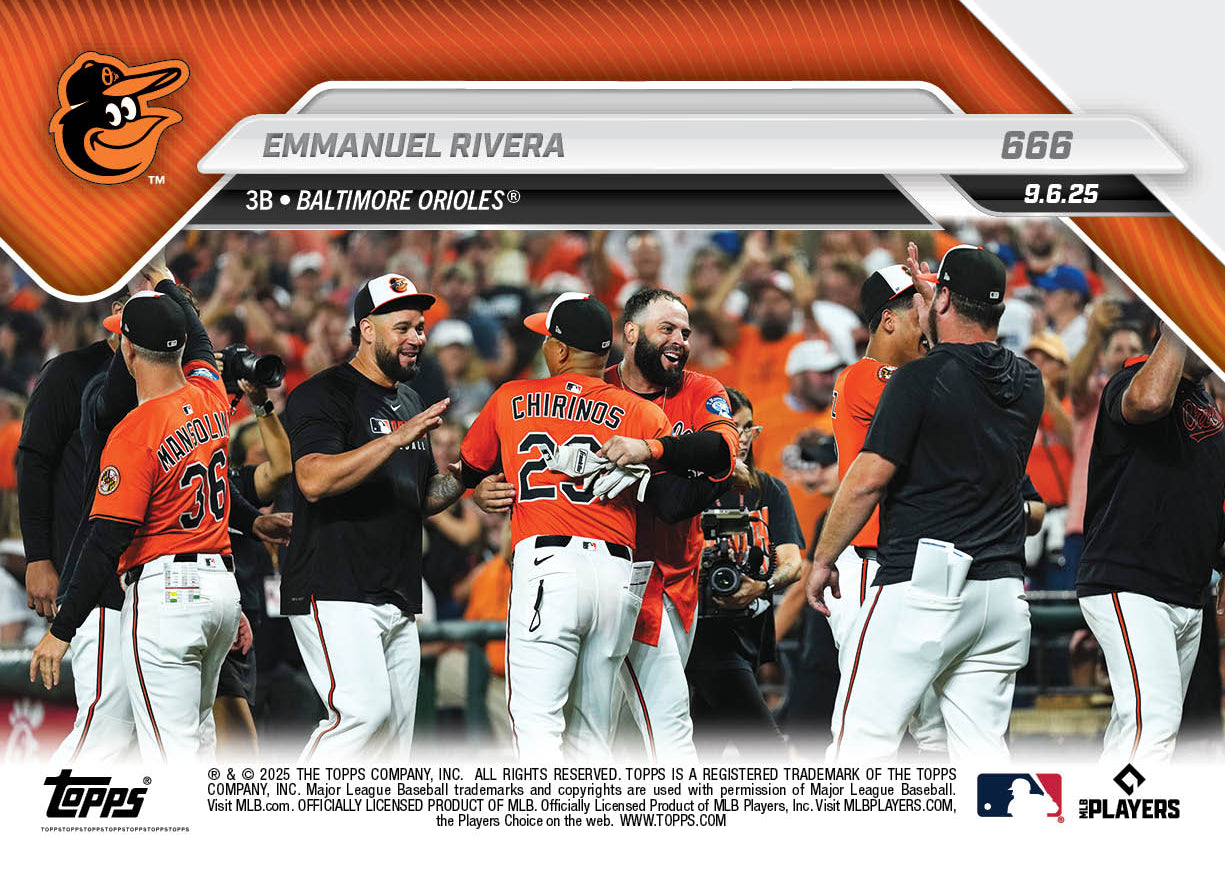 Emmanuel Rivera - 2025 MLB Topps NOW® - Card 666 - PR: 784