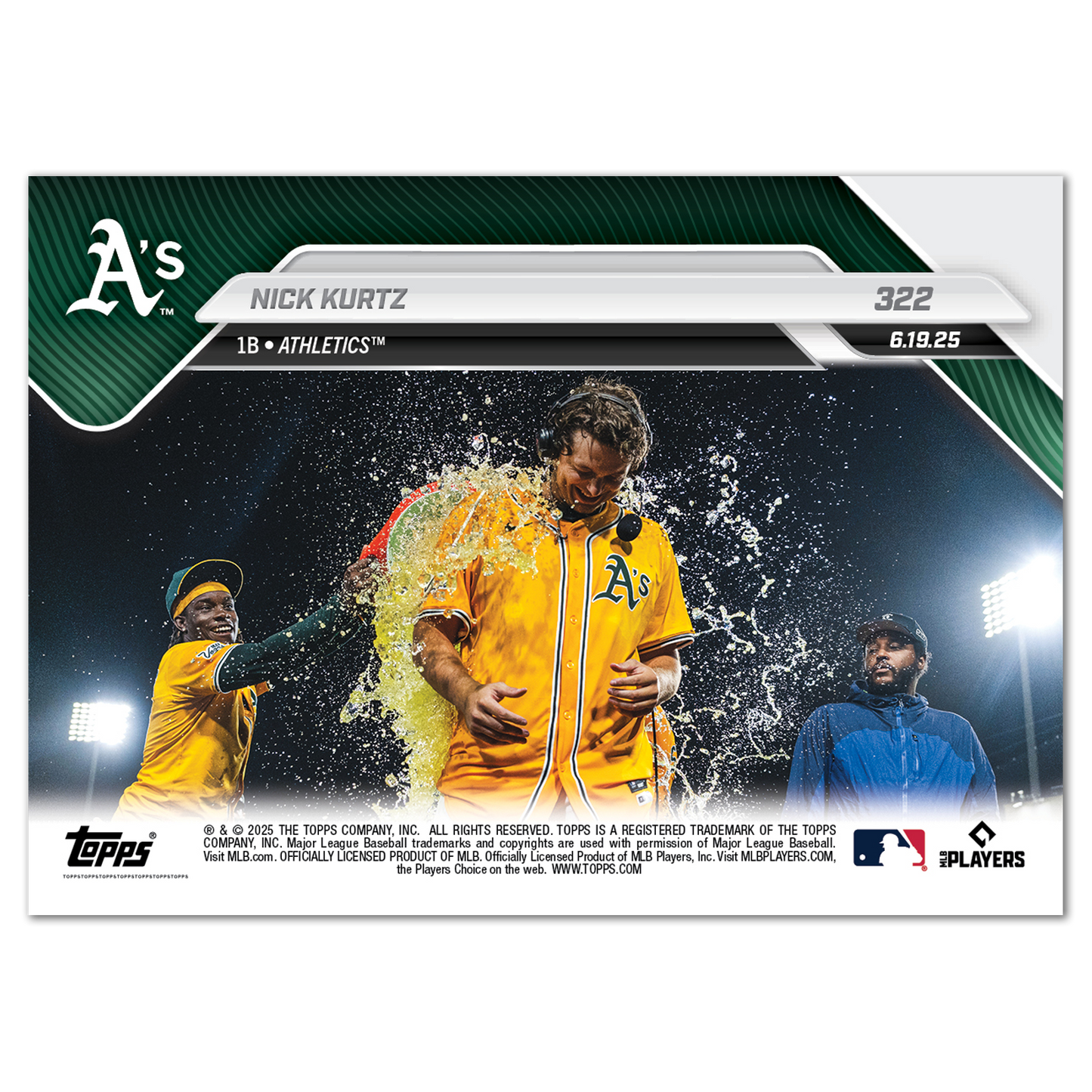 Nick Kurtz - 2025 MLB Topps NOW® - Card 322 - LOOK FOR AUTO-RELICS - PR: 2947