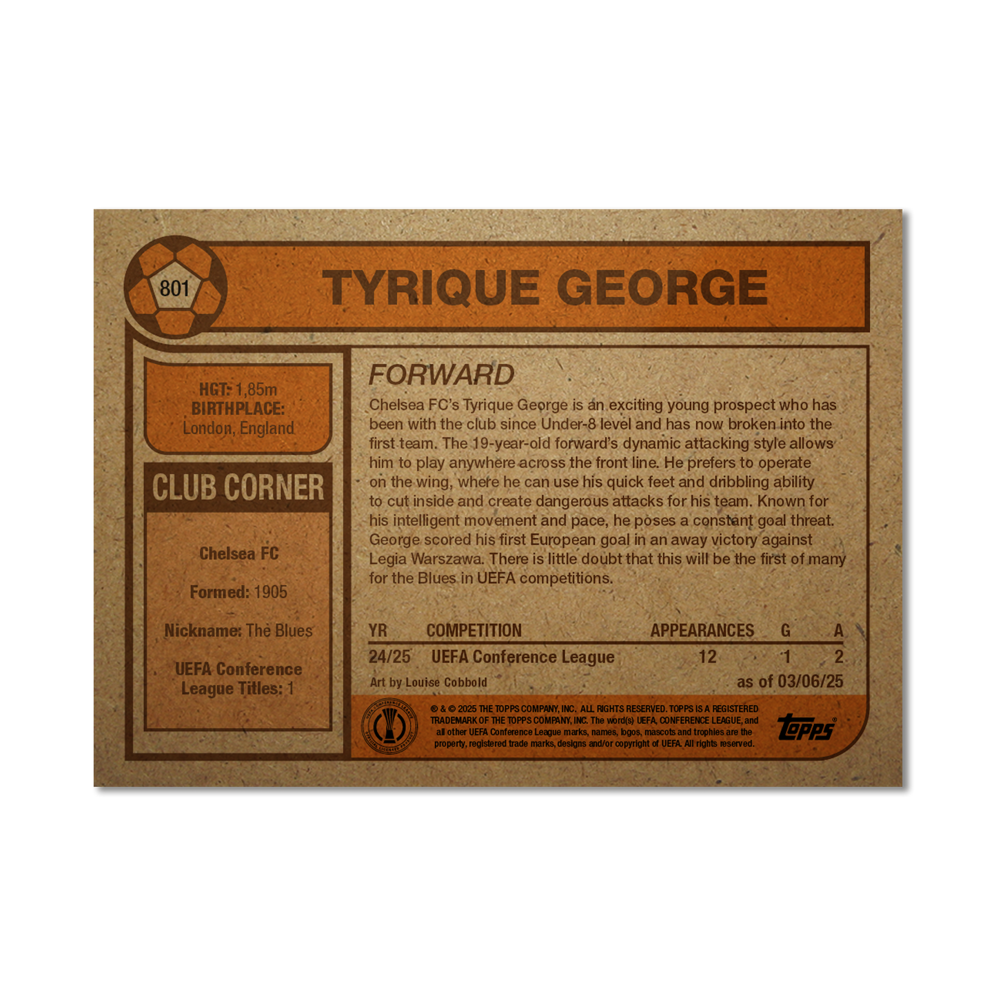 Tyrique George - 2025 UCC Living Set® - Card 801 - PR: 460