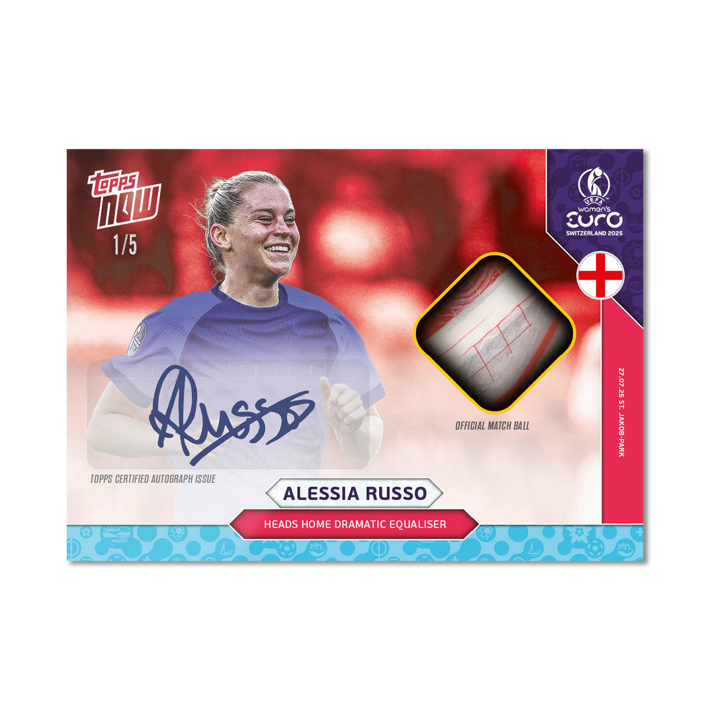 Alessia Russo - UEFA Women’s EURO 2025™ Topps NOW® - Card 29 - LOOK FOR AUTO-RELICS - PR: 800