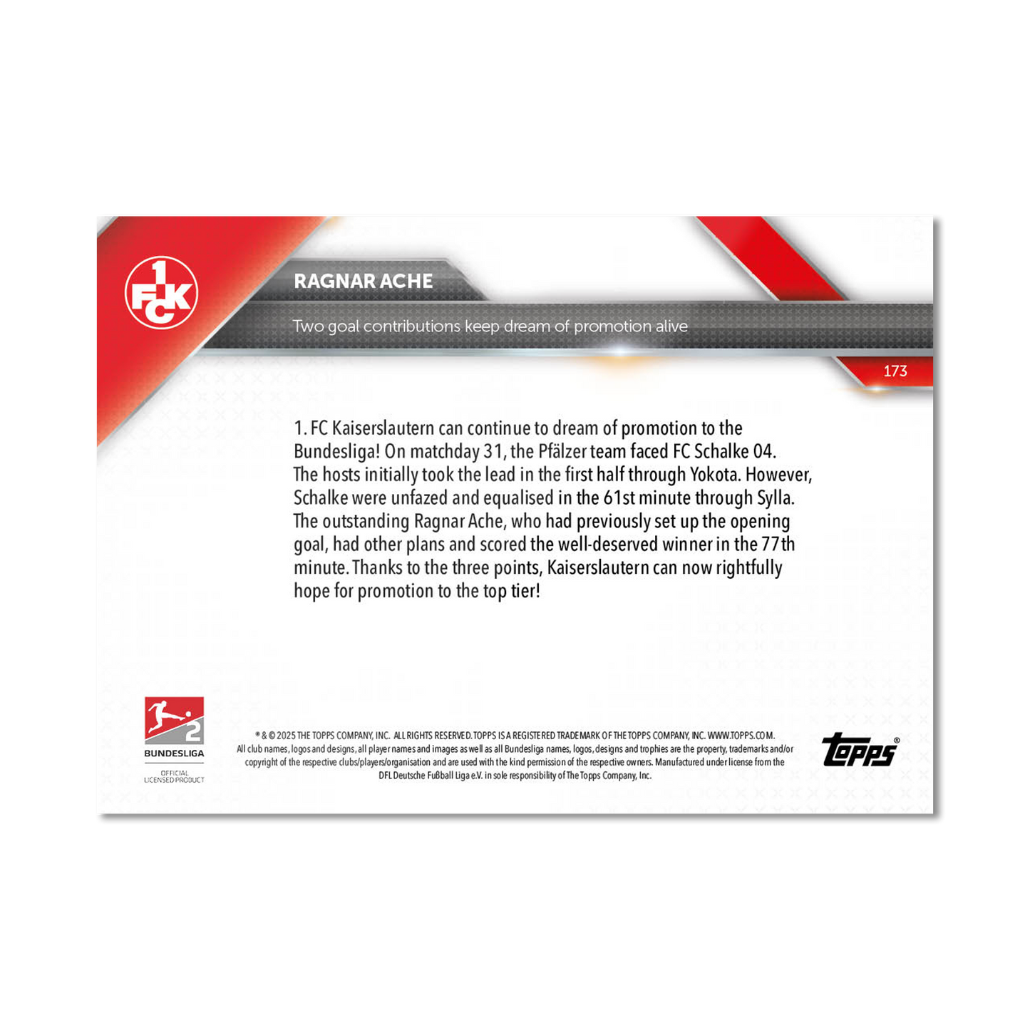 Ragnar Ache - 2024-25 Bundesliga Topps NOW® Card 173 - PR: 141