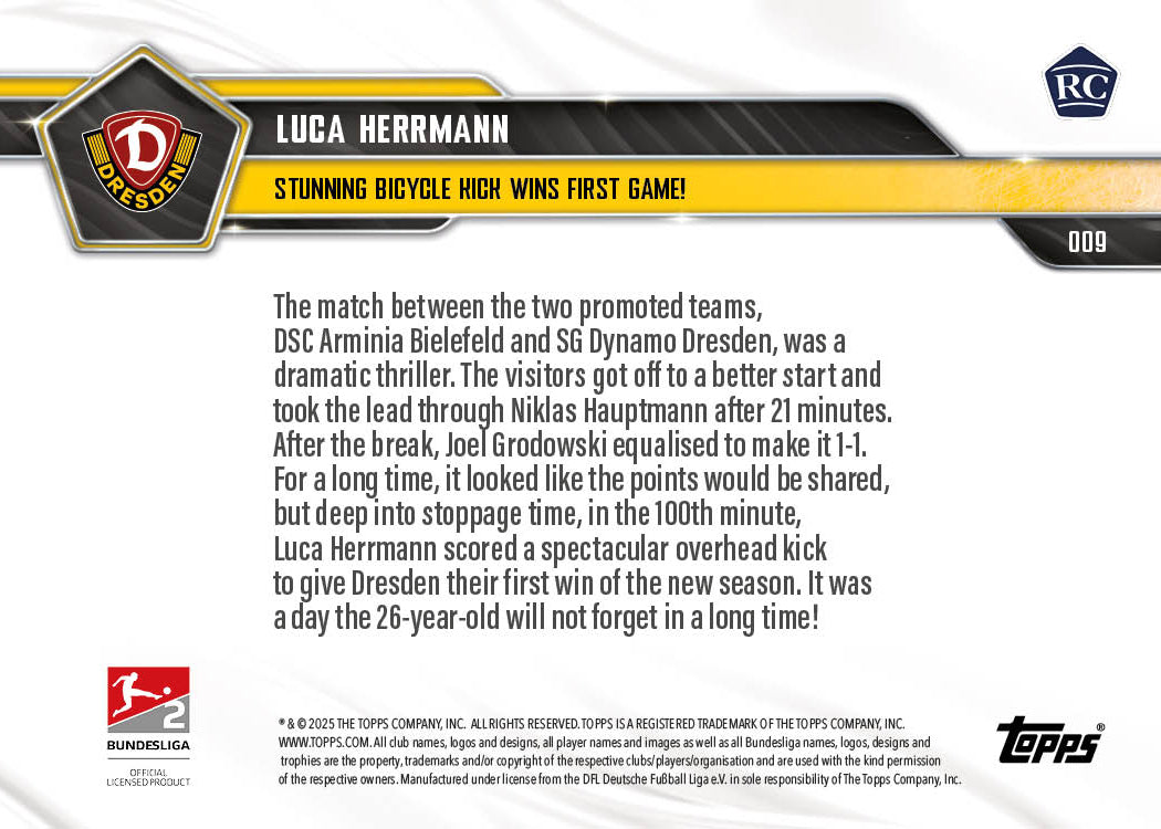 Luca Herrmann - 2025-26 Bundesliga Topps NOW® - Card 9 - PR: 370