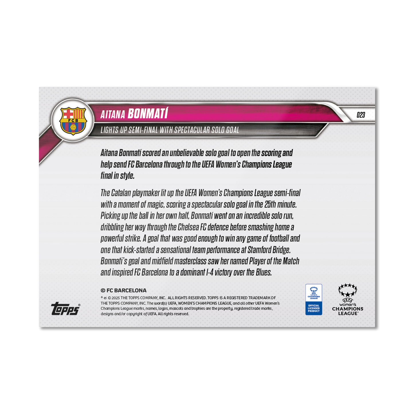 Aitana Bonmatí - 2024-25 UWCL Topps NOW® - Card 23 - PR: 721