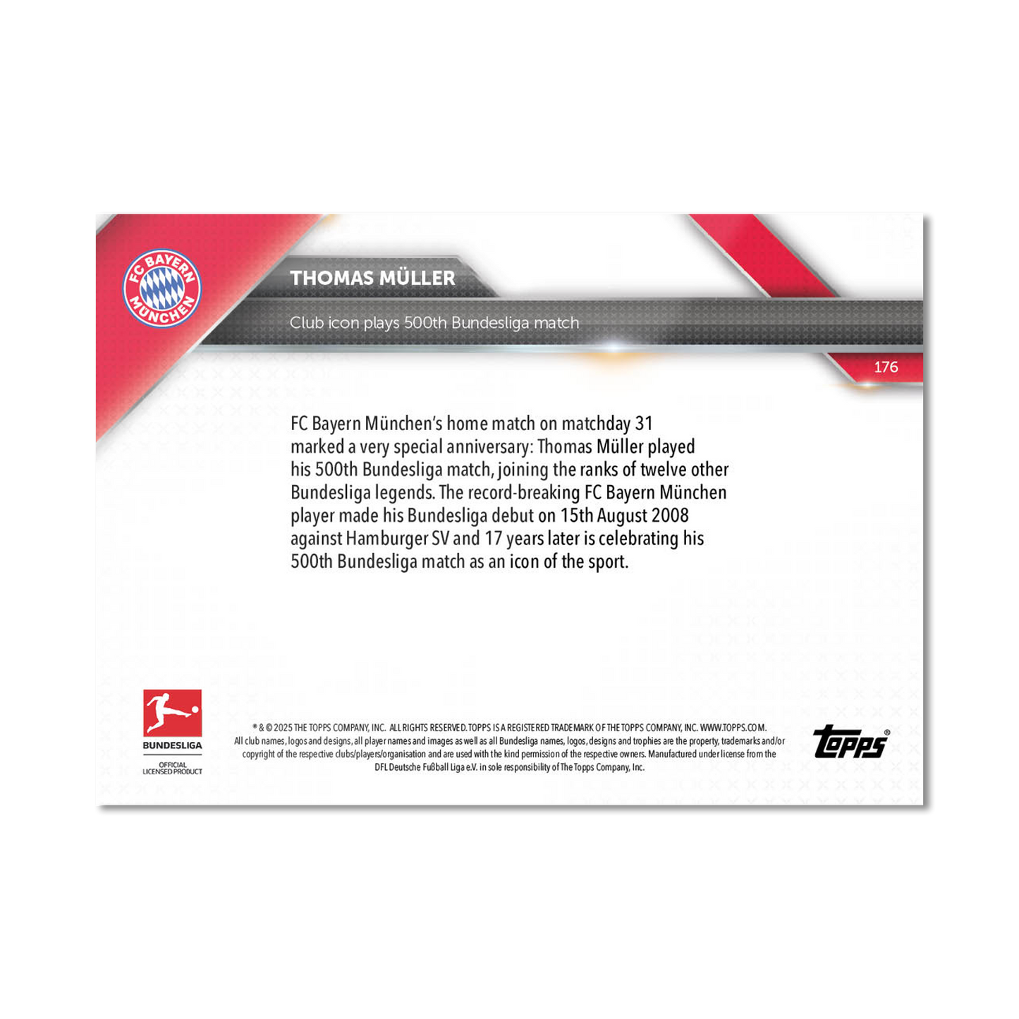 Thomas Müller - 2024-25 Bundesliga Topps NOW® Card 176 - LOOK FOR AUTO-RELIC - PR: 7754