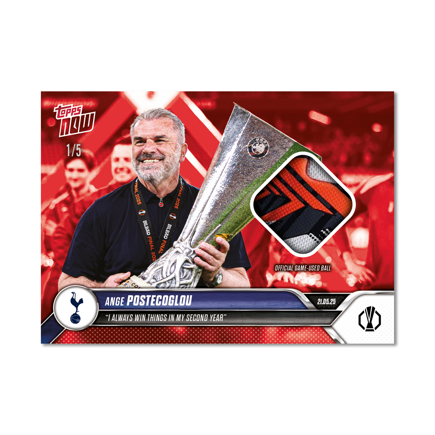 Ange Postecoglou - 2024-25 UEL Topps NOW® Card 35 - LOOK FOR RELIC - PR: 1765