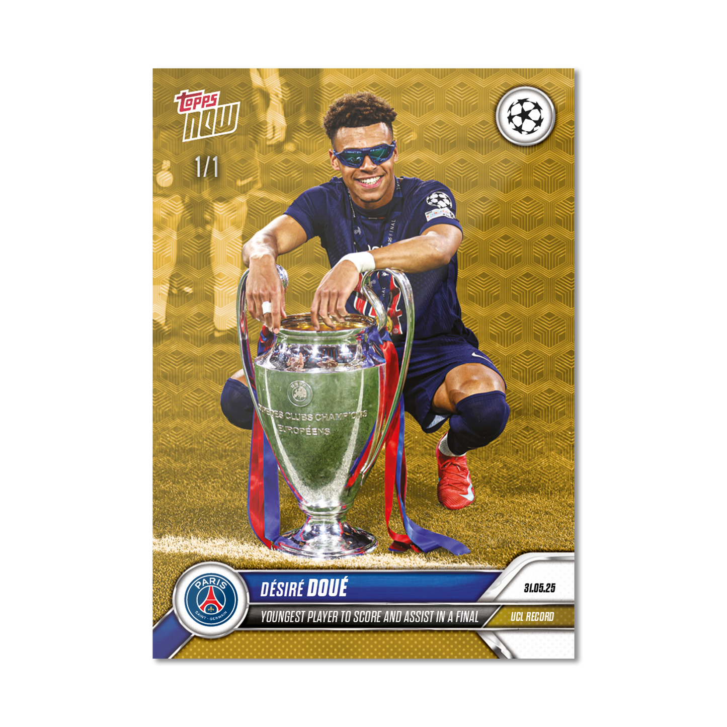 Désiré Doué - 2024-25 UCL Topps NOW® - Card 162 - LOOK FOR AUTO-RELIC - PR: 5843