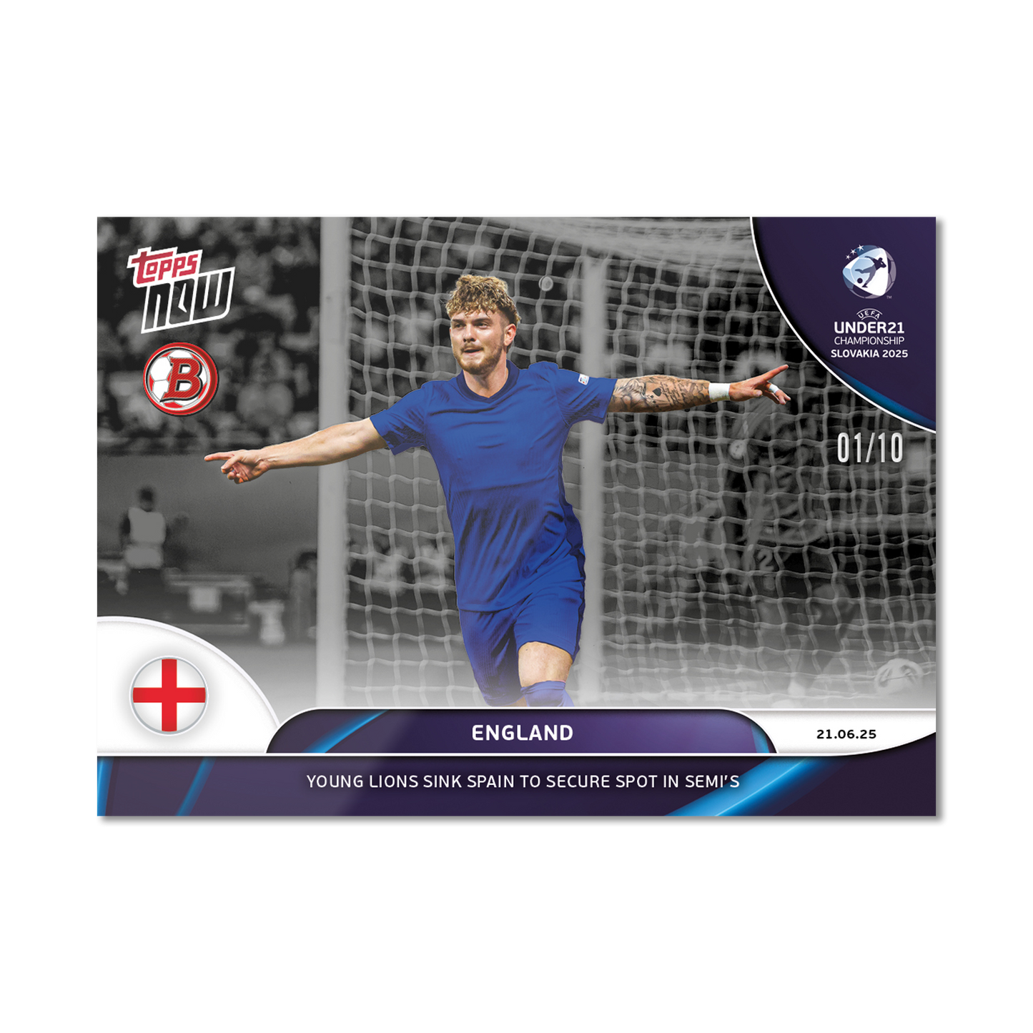 England - 2025 UEFA Euro U-21 Topps NOW® - Card 7 - PR: 94