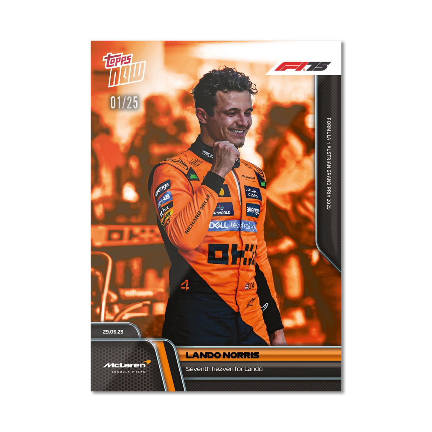 Lando Norris - 2025 Formula 1® Topps NOW® - Card 47 - PR: 2228