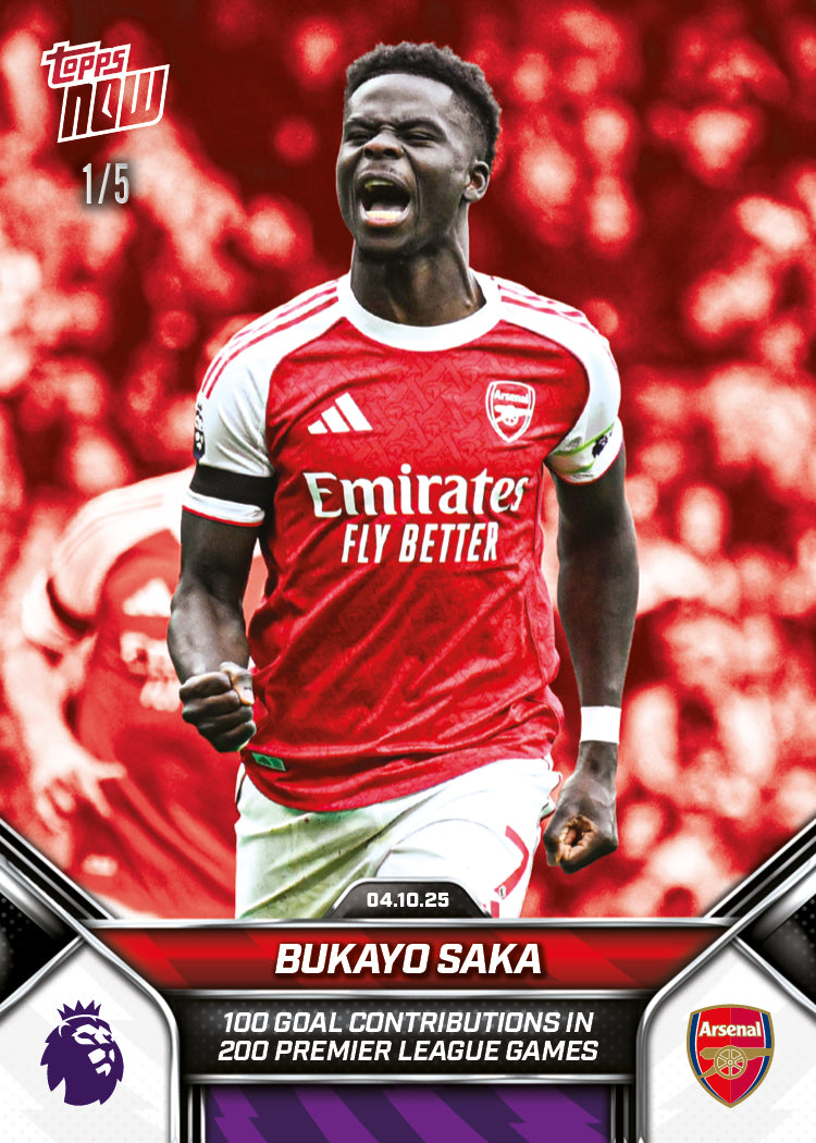 Bukayo Saka - 2025-26 Premier League Topps NOW® - Card 31 - PR: 1025