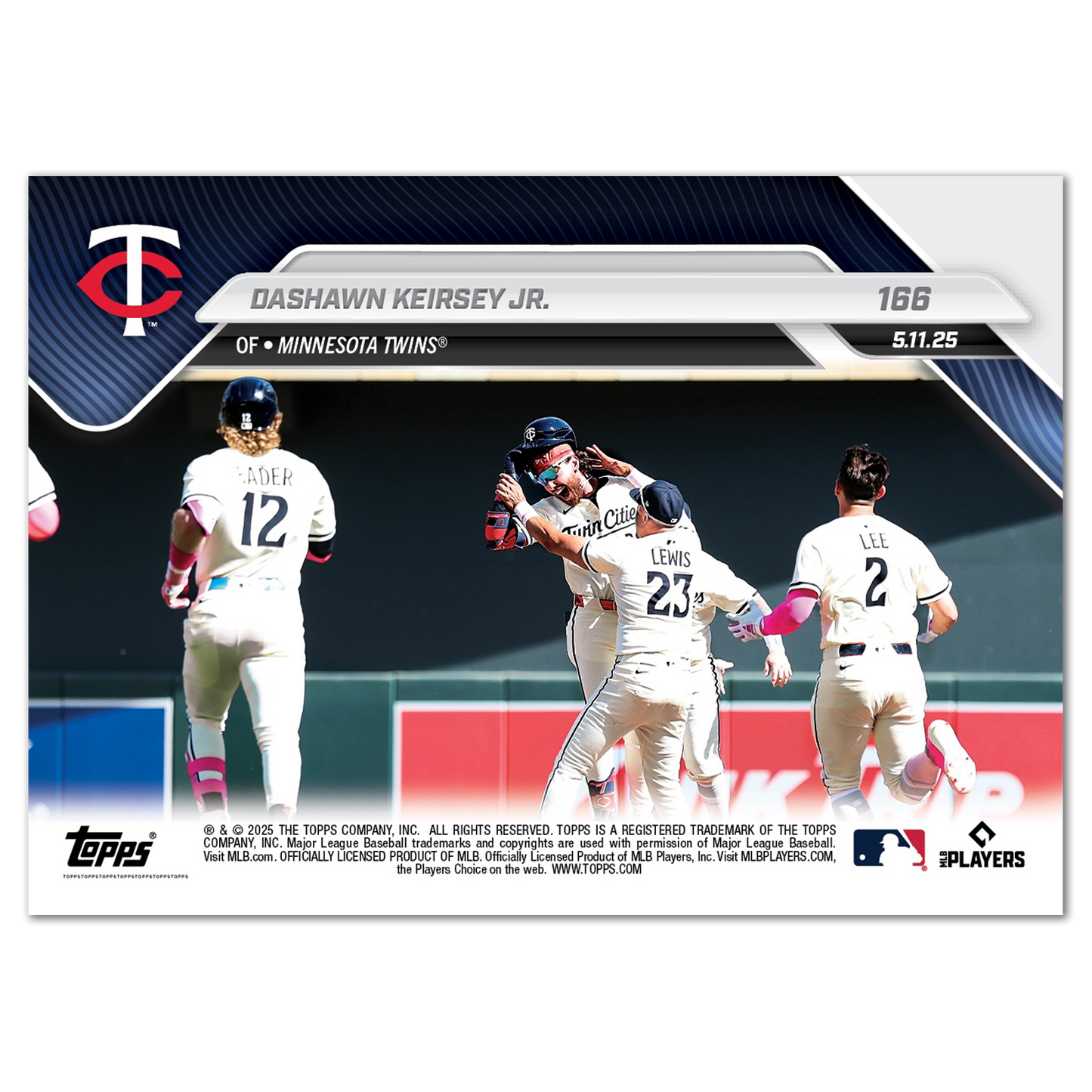DaShawn Keirsey Jr. - 2025 MLB Topps NOW® - Card 166 - PR: 580