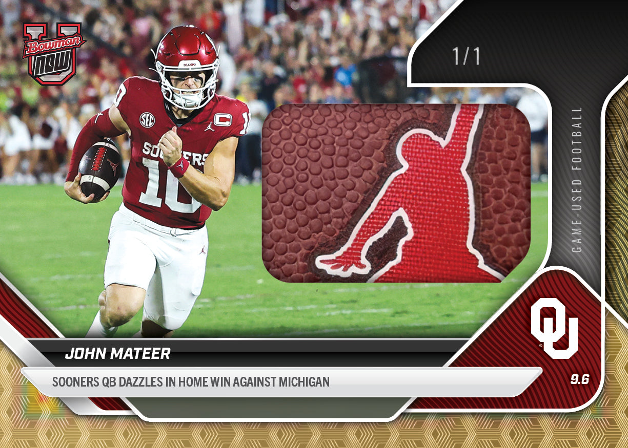 John Mateer - 2025-26 Bowman U NOW® Football - Card 9 - LOOK FOR RELICS - PR: 3481
