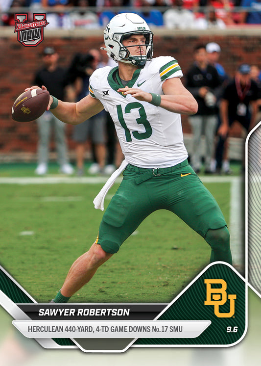 Sawyer Robertson - 2025-26 Bowman U NOW® Football - Card 6 - LOOK FOR RELICS - PR: 1163