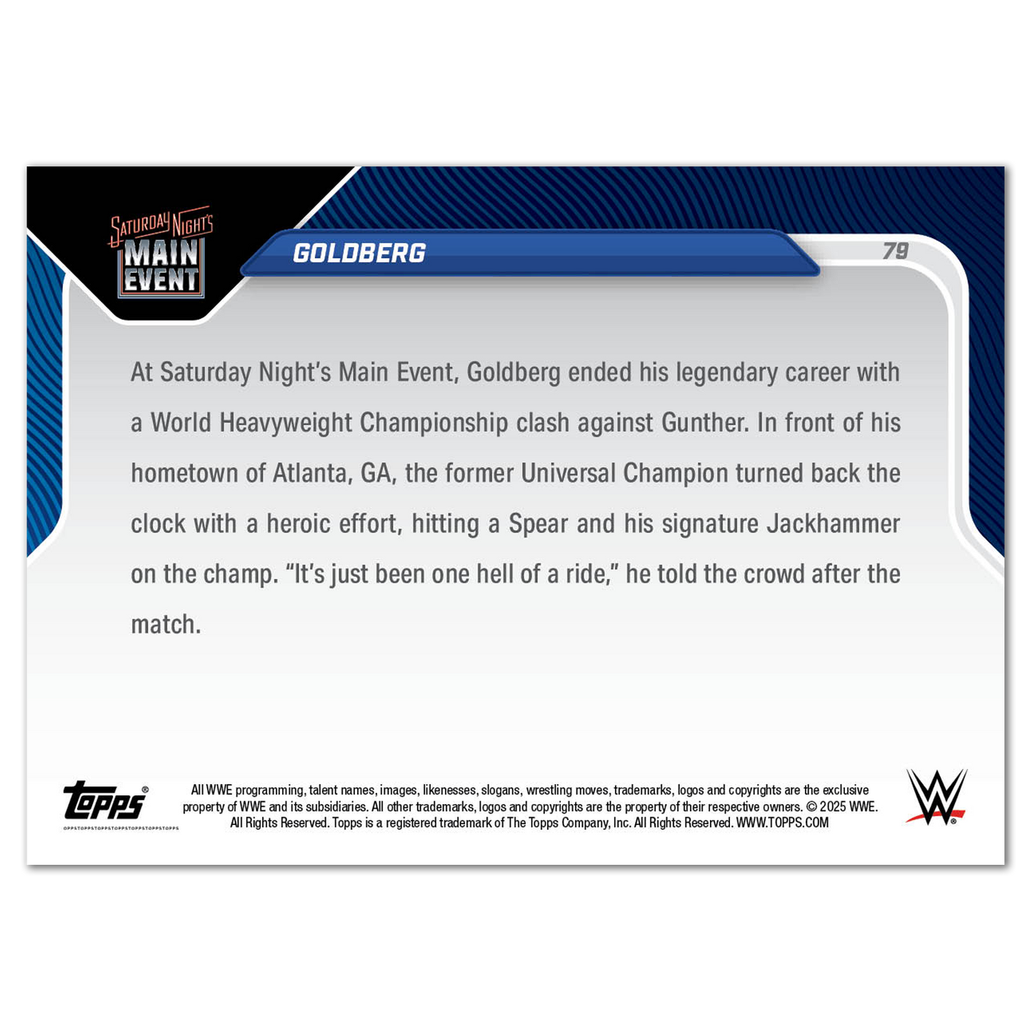 Goldberg - 2025 WWE Topps NOW® - Card 79 - PR: 1420