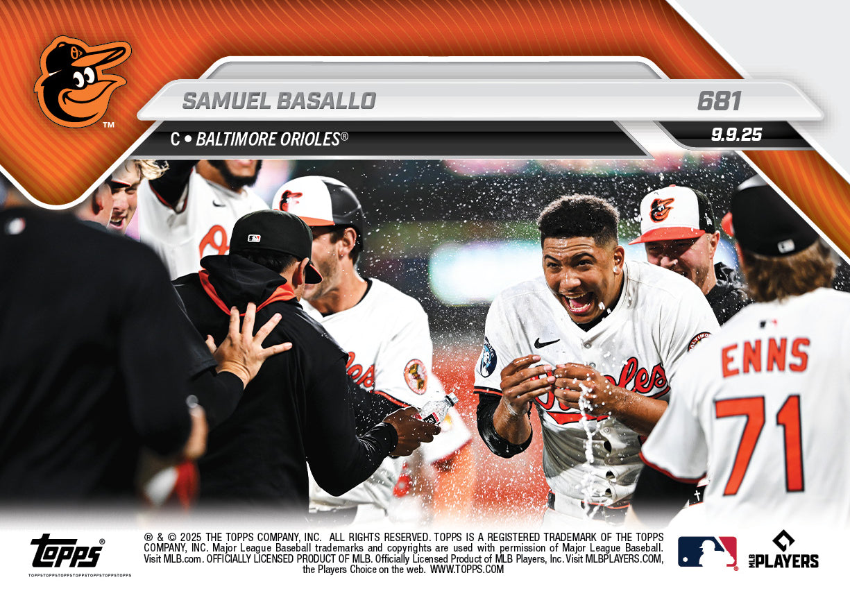 Samuel Basallo - 2025 MLB Topps NOW® - Card 681 - PR: 1106