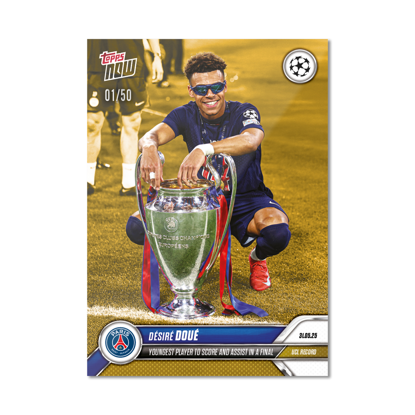 Désiré Doué - 2024-25 UCL Topps NOW® - Card 162 - LOOK FOR AUTO-RELIC - PR: 5843