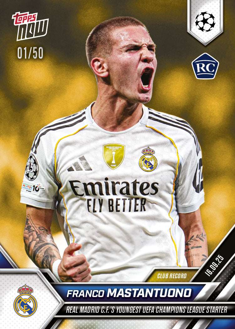 Franco Mastantuono - 2025-26 UCL Topps NOW® Card 7 - PR: 4205