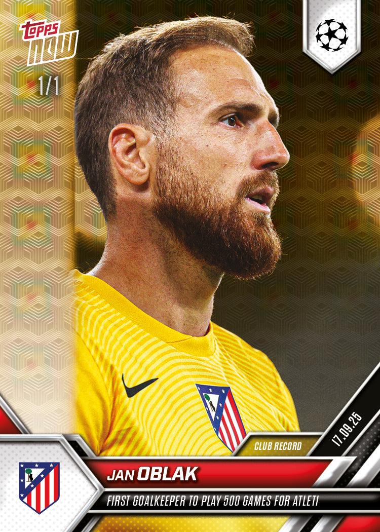 Jan Oblak - 2025-26 UCL Topps NOW® - Card 19 - PR: 201