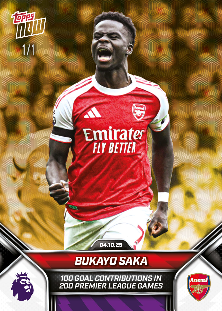 Bukayo Saka - 2025-26 Premier League Topps NOW® - Card 31 - PR: 1025