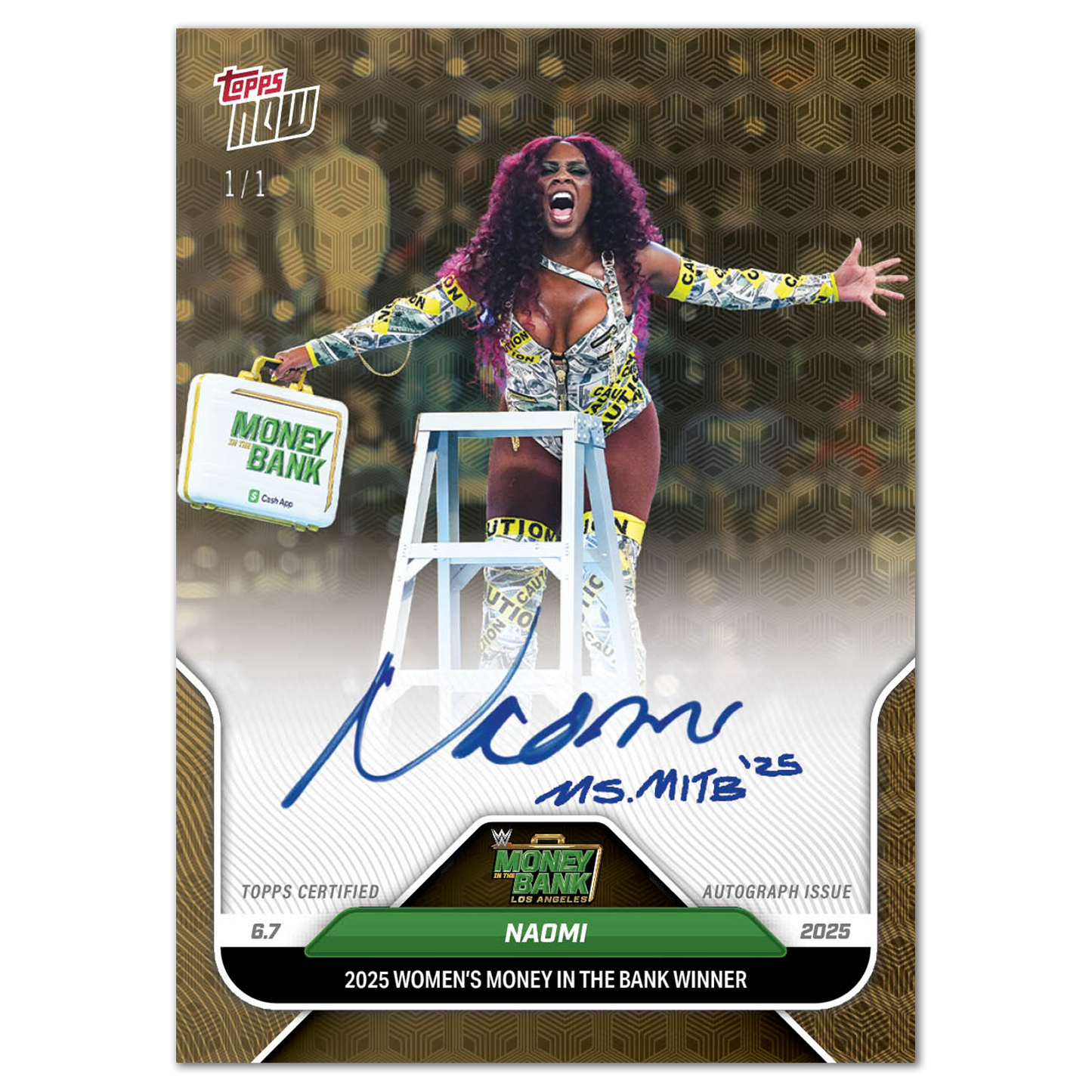 Naomi - 2025 WWE Topps NOW® - Card 62 - LOOK FOR AUTOS - PR: 1133