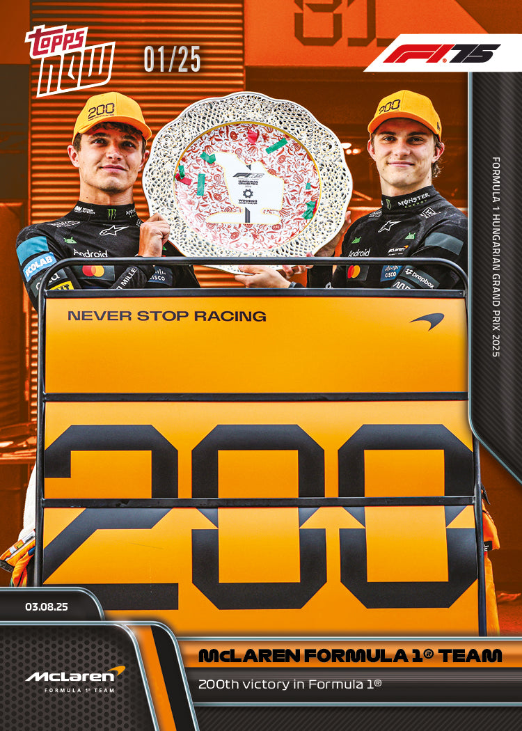 McLaren Formula 1® Team - 2025 Formula 1® Topps NOW® - Card 54 - PR: 3428