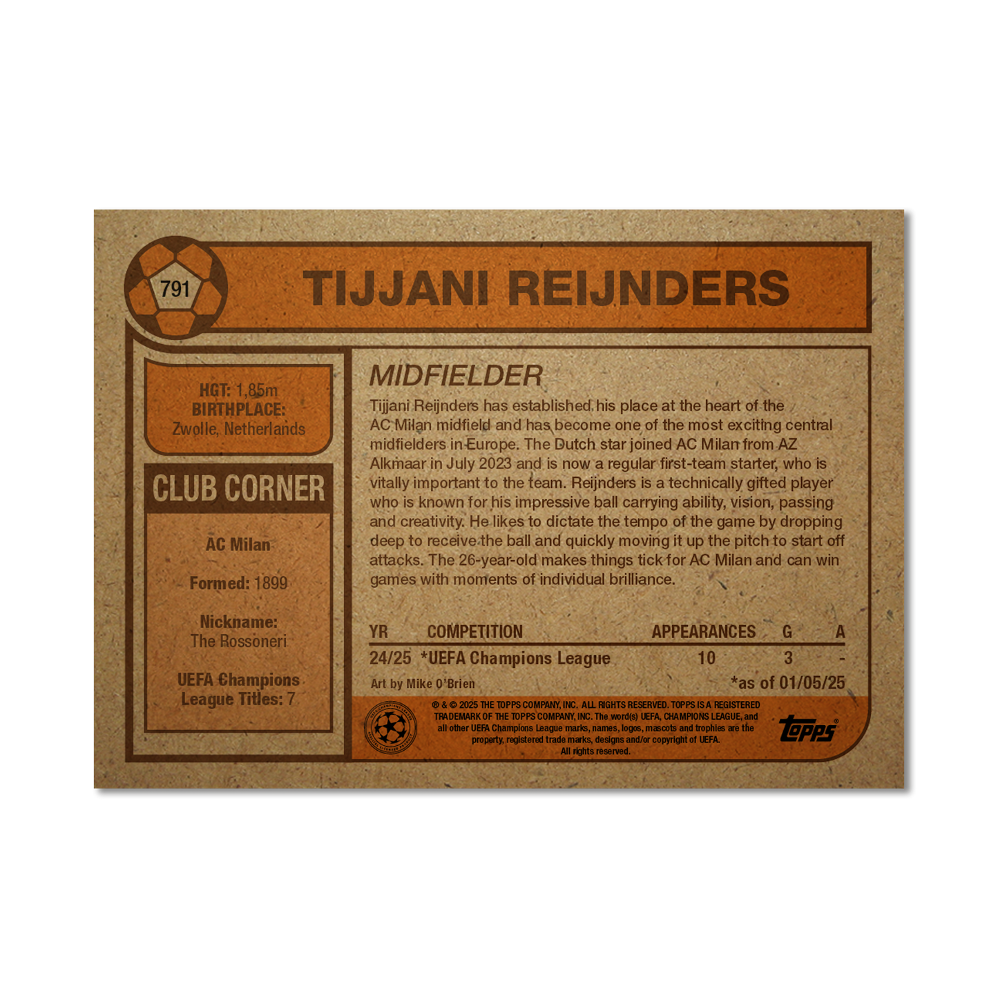 Tijjani Reijnders - UCC Living Set® - Card 791 - PR: 417