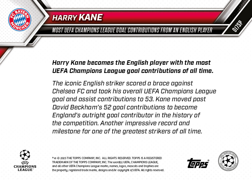 Harry Kane - 2025-26 UCL Topps NOW® - Card 17 - PR: 492