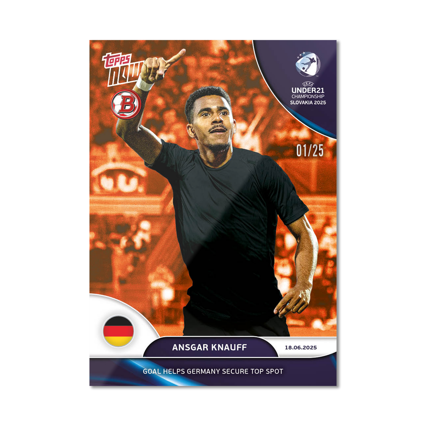 Ansgar Knauff - 2025 UEFA Euro U-21 Topps NOW® - Card 6 - PR: 100